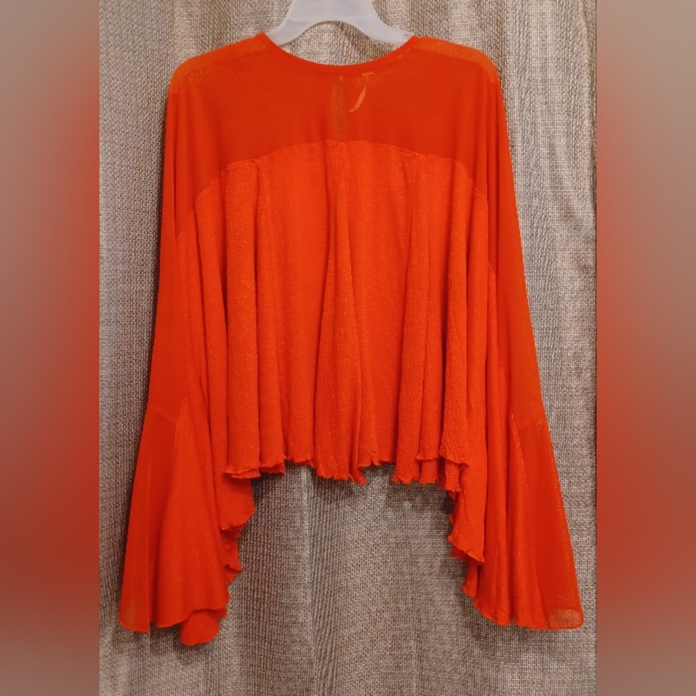 Free People Blouse Top Flowy Drapey Persimmon Small Oversize